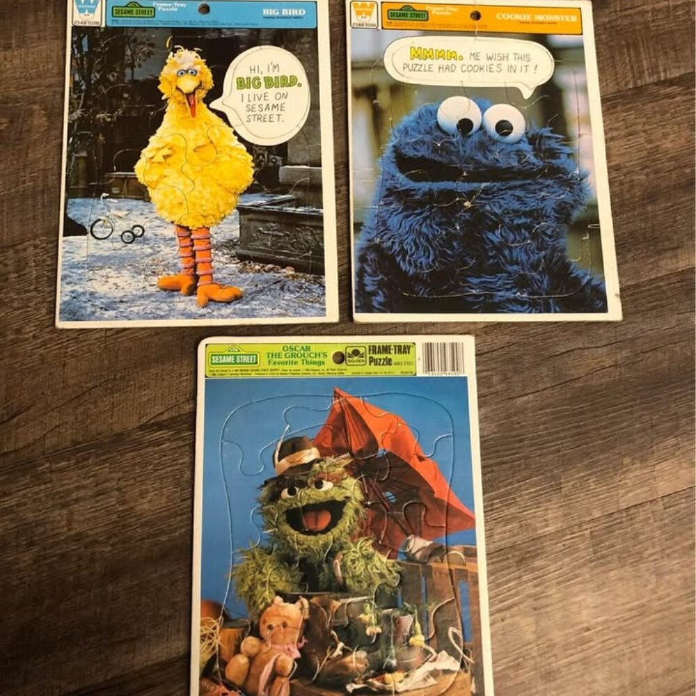 Vintage Sesame Street Frame a Puzzle, sesame street puzzle, vintage cardboard pu